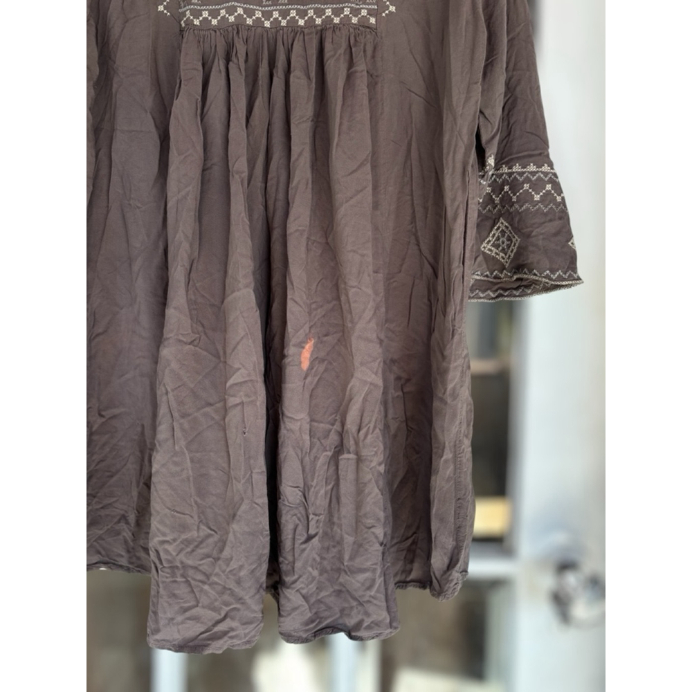 Monoreno Women's Large Brown Southwestern Embroidered Peasant Boho Tunic Top - Picture 11 of 14